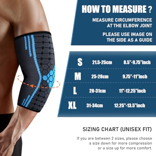 AOOWU 2 Stücke Ellenbogenbandage, Tennisarm bandage für Damen Herren, Kompression Ellenbogen Bandage für Arthritis, Sehnenentzündung, Ellenbogenschoner für Sport, Golferarm, Tennisarm Armbandage(L)