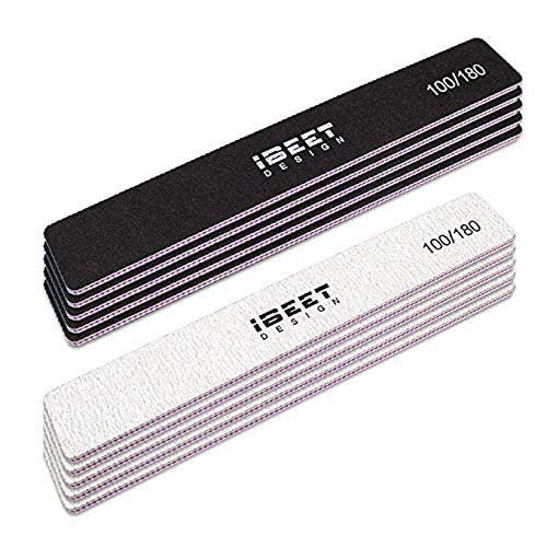 10PCS Nail Files Buffers Set, Double Sided Emery Board 100/180 High Grit Manicure Fingernail File Tool for Nail Kit, Home Professional Nail File Tool Black and Off-White