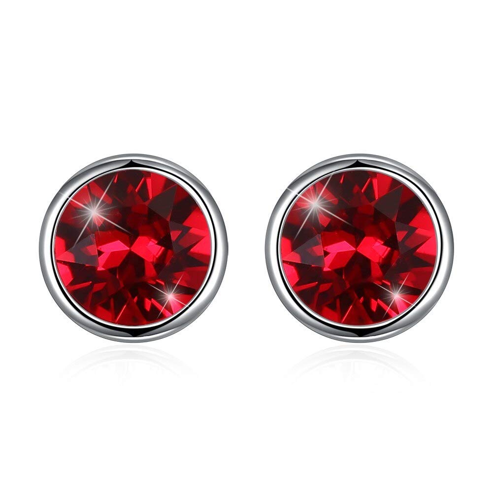 Boucles d'oreilles rondes argent 925 anti-allergie avec cristaux brillants