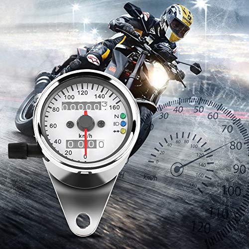 Motorcycle Odometer, Speedometer Gauge Metal Shell Back Light Signal Dual Digital Display(Silver) Auto And Motorcycle Parts Tachometer