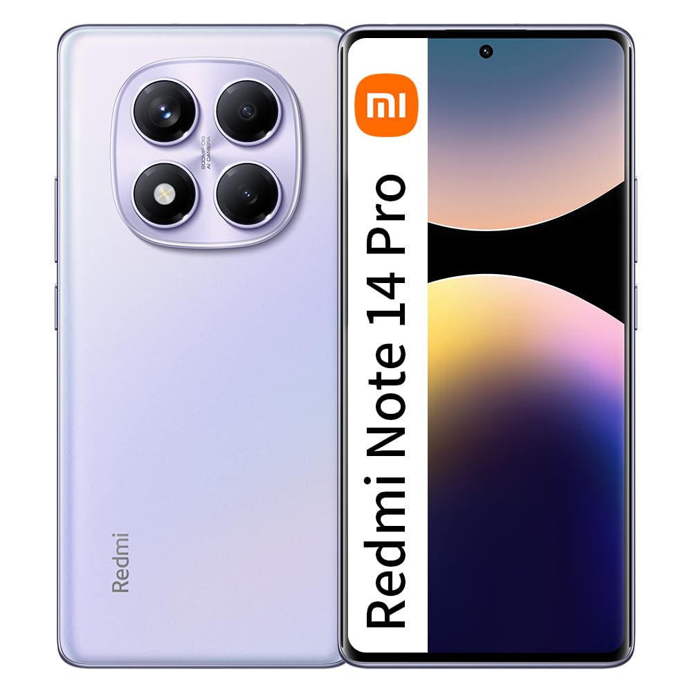 XIAOMI Redmi Note 14 Pro 12GB RAM + 512GB ROM Smartphone 6.67 Pulgadas 120Hz 200MP Batería 5500mAh 45W Wired Fast Charging, Aurora Violeta(Sin Cargador)