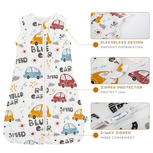 Image of HOUSABY Baby Wearable Blanket,Summer Cotton Sleep Sacks 1 Pack Unisex Toddler Sleeping Bag Sack, 0.5 TOG with 2-Way Zipper