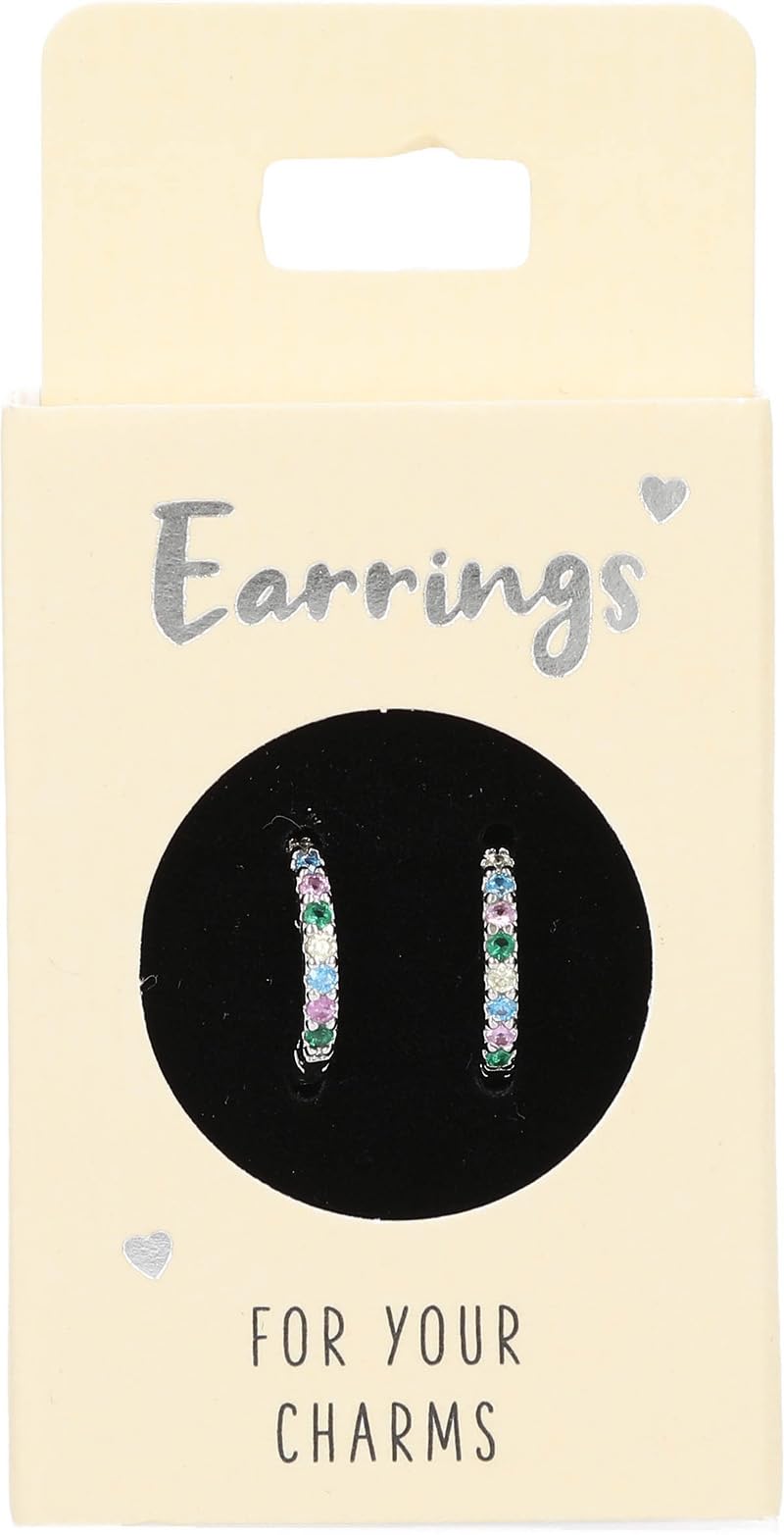 Depesche Depesche 11833-015 Pendientes de aro con Piedras de Colores, bañados en Plata, Ideales como pequeño Regalo, Multicolor, Normal