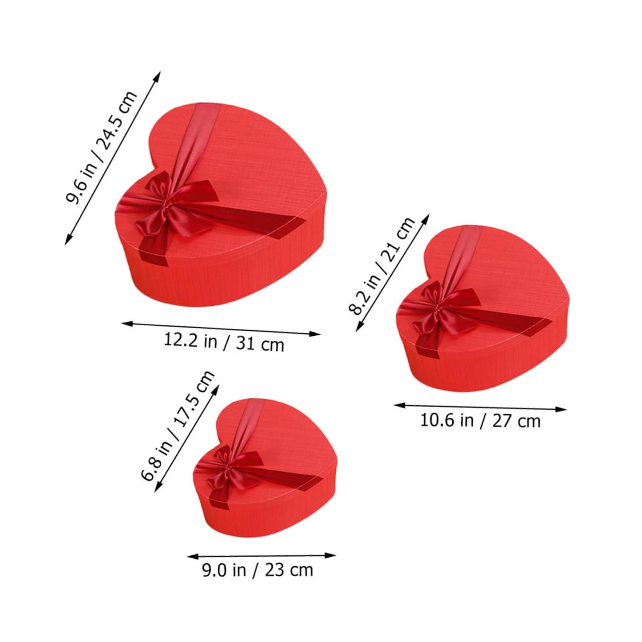 LOLIPPYY 3 Stück Herzförmige Geschenkboxen aus Stabilem Material Aufbewahrungsboxen für Hochzeit Geburtstag und Valentinstag Flach Verpackbar und Wiederverwendbar