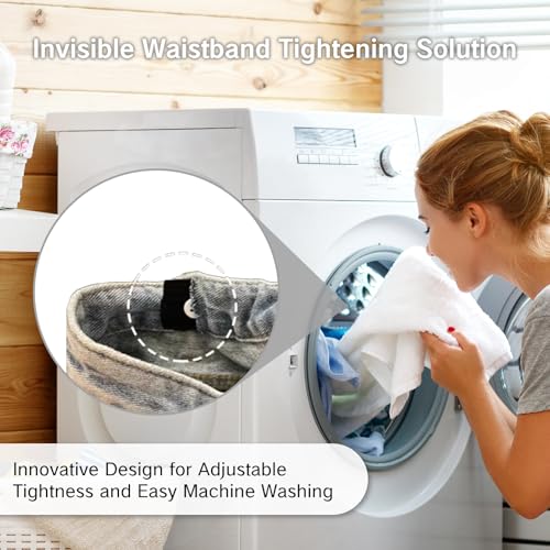 6 Packs Pant Waist Tightener Adjuster for Loose Pants Adjustable Waistband Size Clips Jeans Button Tighteners for Women Men Make Jeans Smaller Easy Fit Waist Adjusting Band Black4