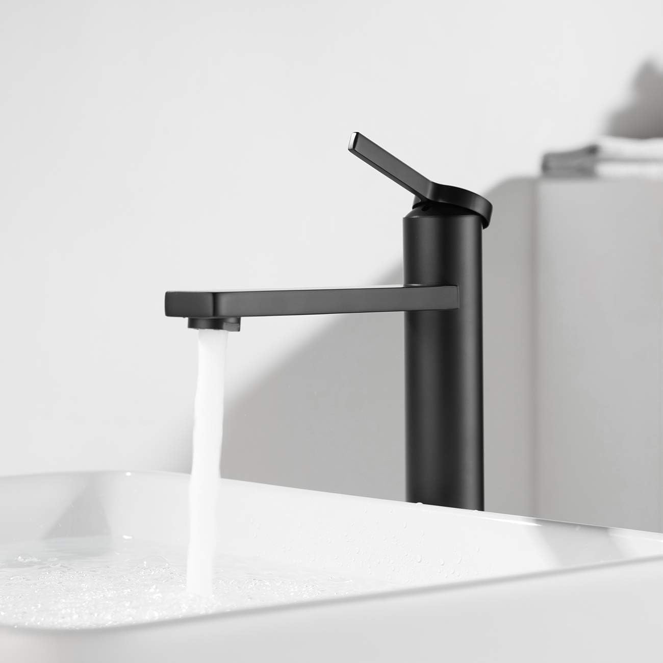 Flash Sale Black Bathroom Vessel Sink Faucet Tall Spout Single Handle Brass Faucet, Single Hole Modern Vanity Faucet with Supply Lines Best Quality 🔥 Black Bathroom Vessel Sink Faucet Tall Spout Single Handle Brass Faucet, Single Hole Modern Vanity Faucet with Supply Lines