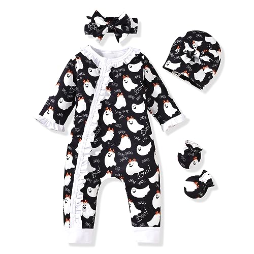 Image of Aalizzwell Baby Girls Romper Outfit Fall Winter Clothes with Accessories