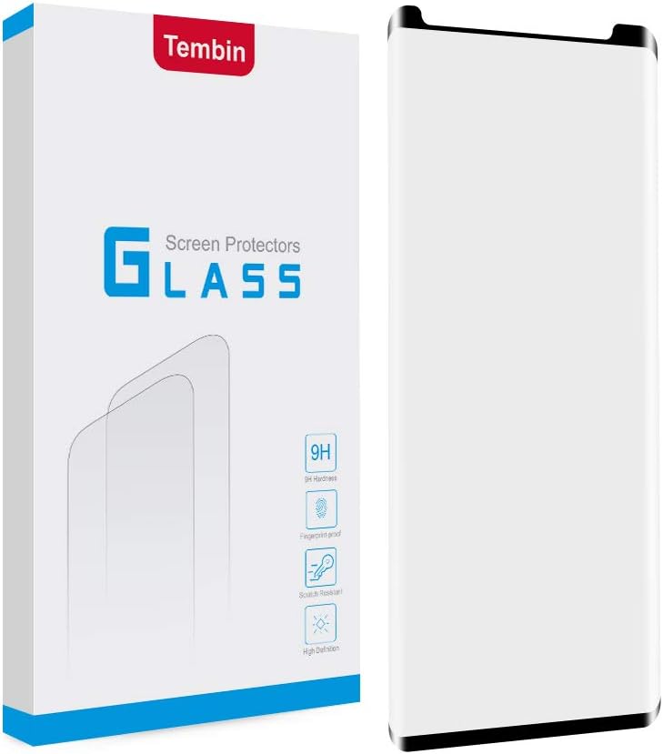 Tembin 9H Hardness Note 9 Tempered Glass Screen Protector, Full Coverage 3D Curved Edge Premium HD Screen Film Dust Free/Bubble Free/Anti Fingerprint/Anti Scratch Compatible Samsung Galaxy Note 9