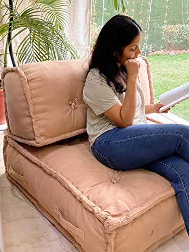 Priti – Beige Brown Cotton Living Room Lazy Floor Sofa Large Size for Seating Meditation Yoga Pooja Guests Living Room Sofa Priti – Beige Brown Cotton Living Room Lazy Floor Sofa Large Size for Seating Meditation Yoga Pooja Guests Living Room Sofa