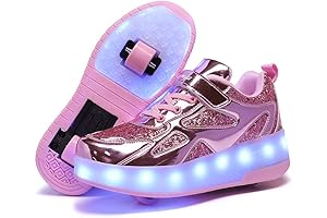 Toddler Inline Skates with USB Rechargeable LED Light-up Wheels, Adjustable Pink Roller...