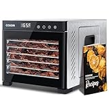 COSORI Food Dehydrator Machine (50 Free Recipes), Stainless Steel Dryer for Fruit, Meat Dog Treats, with Timer and Temperature, Control, 6 Trays, ETL Listed, Beef Jerky, Herbs, CP267-FD, Black