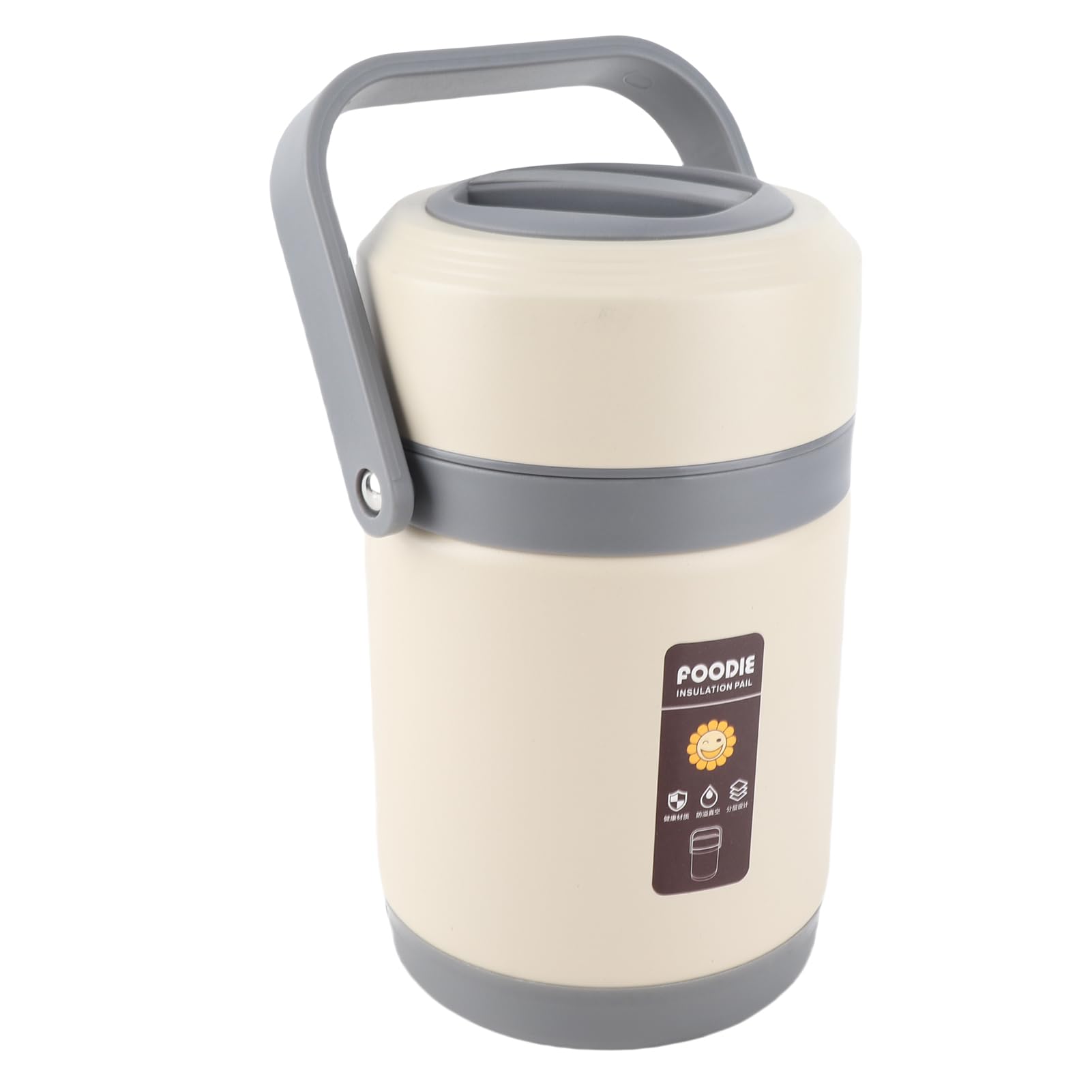 Pssopp Fiambrera Térmica de Acero Inoxidable Contenedor de Almuerzo con Aislamiento de Temperatura Constante para Sopa Caliente Preparación de Comidas de Gachas con Capacidad de 2 (Beige)