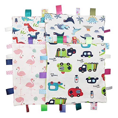 Image of Inchant Pink Tags Blanket for Baby Girl, Soft Plush Security Comforter Taggie Blanket