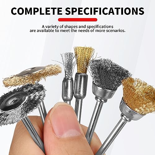 Image of 76Pcs Rust Removal Brush Set,Contains 40 Pcs Buffing Wheel Set & 36 Pcs Wire Brushes Set,for 1 /8 inch Shank for Rotary Tools Accessories Polish Clean Tools