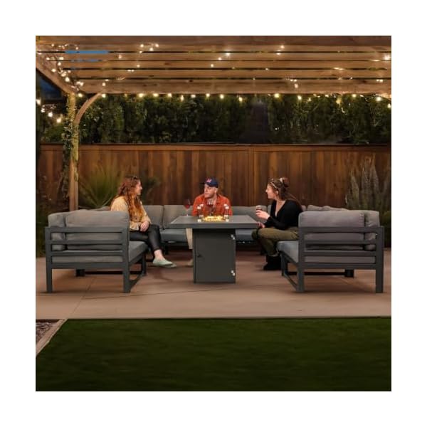 Patioco Gartenlounge-Set U-Form Grau mit Gasfeuerstelle