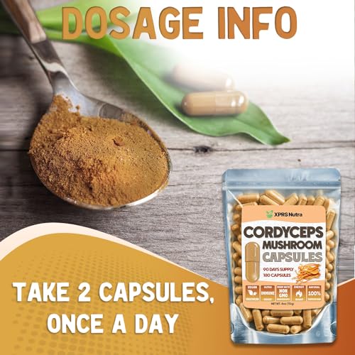 Image of XPRS Nutra Cordyceps Mushroom Powder Capsules - 180 Count (90 Day Supply) - Premium Cordyceps Mushroom Capsules Made from Real Mushrooms (Cordyceps) for Stamina and Performance