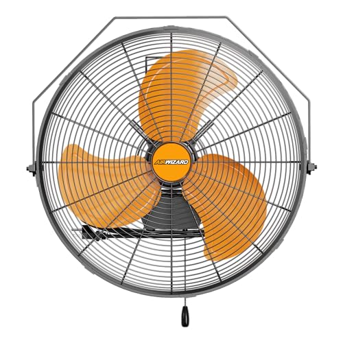 AIRWIZARD 18 inch Industrial Wall-Mount Fan, 4250 CFM High Velocity Metal Commercial Fan, 3 Speed,...