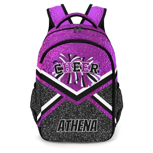 XIUCOO Cheer Cheerleading Purple Waterproof Backpack Shoulder Bag Shcoolbag Book Bag for Boys Girls