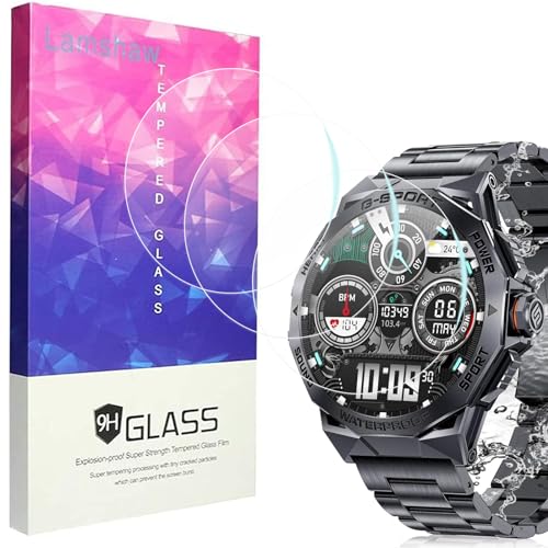 Lamshaw Compatible for LIGE A230 Screen Protector, [3 Pack] 9H Tempered Glass Screen Protector Film Compatible for LIGE A230 Smartwatch-1.43 Inches (Glass-3 Pack)