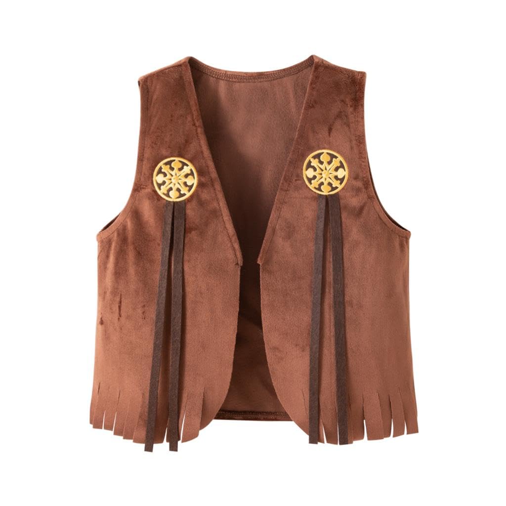 Lito Angels Cowgirl Costume Outfit Fancy Dress Up with Waistcoat, Bandana and Hat for World Book Day Baby Girls Age 18-24 Months, Brown - Image 2