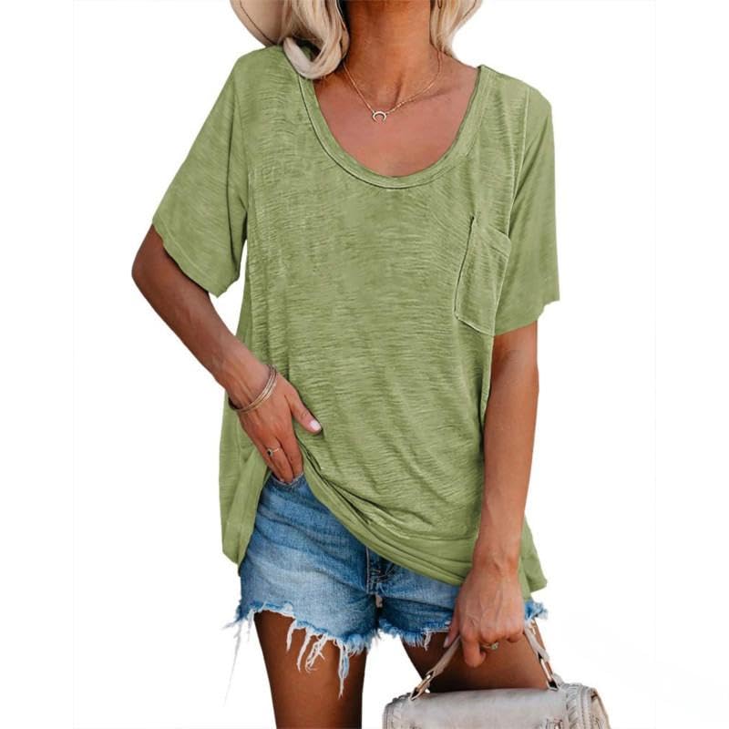 T-shirt vert L pour femme Fisoew en coton léger et confortable