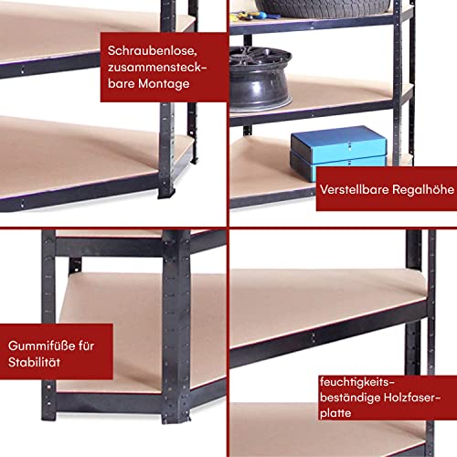 Corner Shelf: 180 x 90 x 90 x 60 - 1 Bay - Black - 5 Tier - Image 6