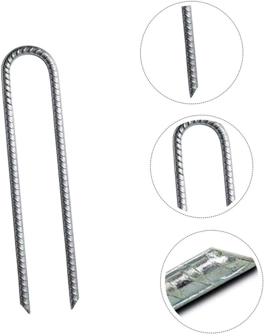 BESPORTBLE 4pcs Tent Pegs for Heavy Duty Tent Stakes Nail Anchor Car Camping Tent Steel Peg Stake U Shape Tent Stake Outdoor Lightweight Tent Stakes Heavy Duty Ground Galvanized Steel Silver