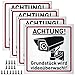 Produktbild Achtung Videoüberwachung Schild, 4 Stk 15x15 cm Videoüberwachung Privatgrundstück, Videoüberwacht Warnschilder Hinweisschilder Aluminium für Innen Außen Kameraüberwachung