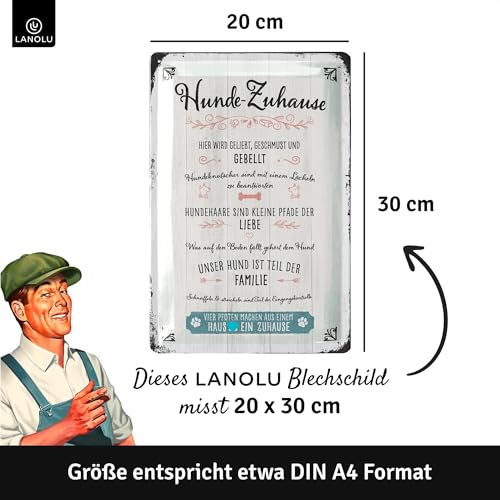 LANOLU Retro Blechschild Hunderegeln, Hundeschilder, Blechschild Hund, Deko Garten Hund, Geschenke für Frauen Hundeliebhaber, Hunde Geschenke für Besitzer, 20x30cm