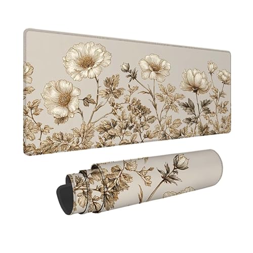 Tapis de souris fleurs XXL 150x80 cm pour un bureau esthétique et ordonné