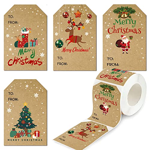 Kraft 300 2'X3' Gift Tags Stickers Roll...