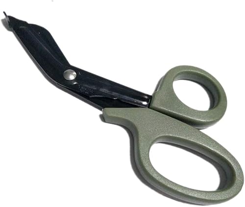 Miniatura 1 de Tijeras de vendaje de rescate táctico multifunción de 7.2 pulgadas Tijeras de trauma EMT con diente de sierra de acero inoxidable afilado (verde)