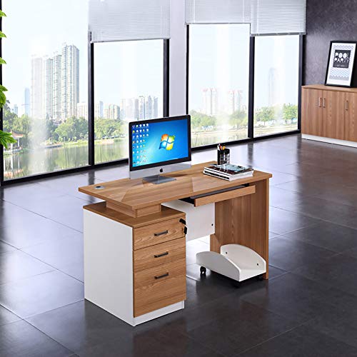 NOALED Escritorio para computadora MULTIPROPÓSITO de 47» con 3 cajones de Almacenamiento, Escritorio de Oficina en casa con Bandeja para Teclado Soporte para CPU, Estación de Trabajo par