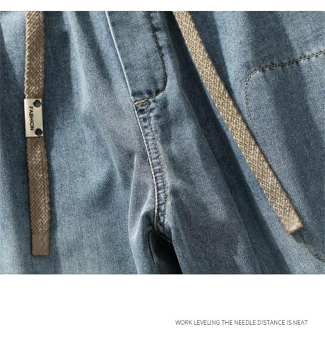 Men Street Trousers Neutral Solid Color Loose Pocket Wide Leg Washing Jean Cargo Pants3