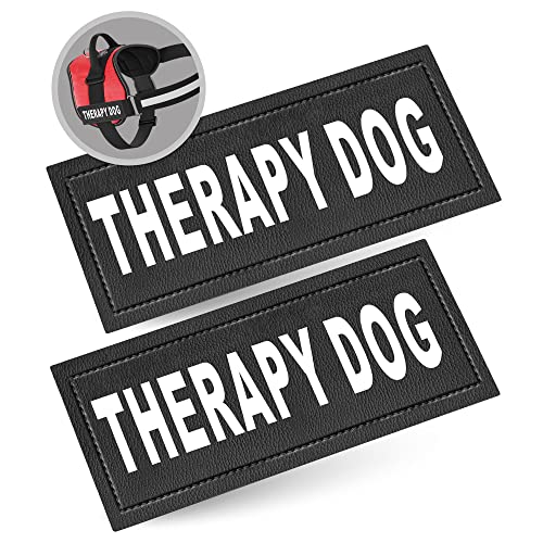 Industrial Puppy 2 Therapy Dog Patch with Hook Back and Reflective Lettering, Interchangable Patches, Weatherproof Polyester Durability, Tag Patches for Therapy Dog Vest, Small, Black