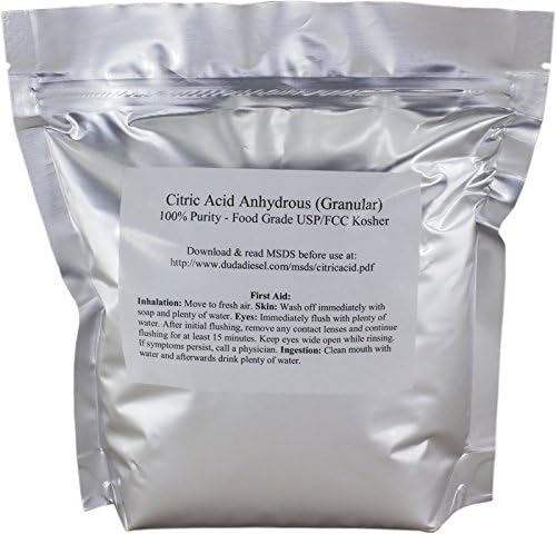 Duda Energy 2caf Pure Citric Acid Food Grade FCC/USP Anhydrous Fine Granular May be Used in Organic Products, 2 lb.