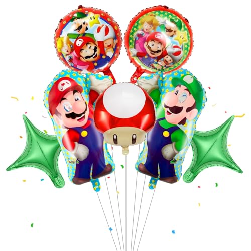 Geburtstag Ma-rio Luftballon Geburtstagsdeko 7 Stück Super Bros Geburtstag Deko Kindergeburtstag Deko, Theme Folienballon Party Supplies Deko