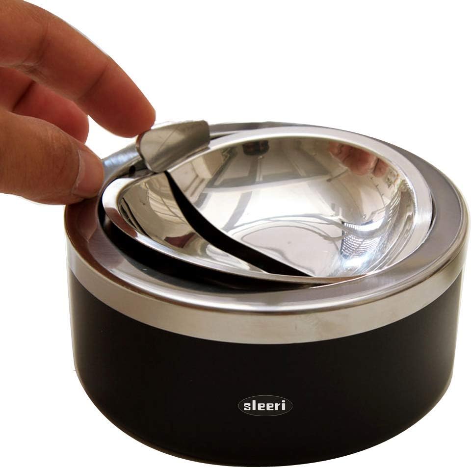 Best Quality 🔥 sleeri Windproof Smokeless Cigar Cigarette Ashtray Press Down Ash Container Tabletop with lid