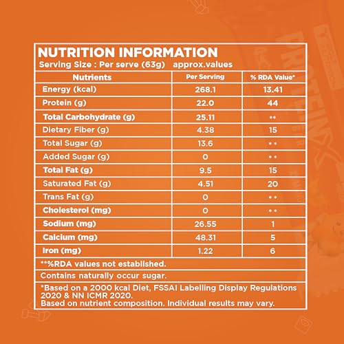 Image of Bolt High Protein Bar | 22g Protein Per Bar | No Sugar | Gluten-Free | Power Snack for Gym, Sports & Muscle Recovery | Pack of 1 - Mango