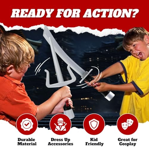 Liberty Imports Ninja Warrior Toy Weapons Role Playset - Kids Pretend Play Dress Up Costume Accessories Set for Children Pretend Play Battles (Set 1) - Thumbnail 4