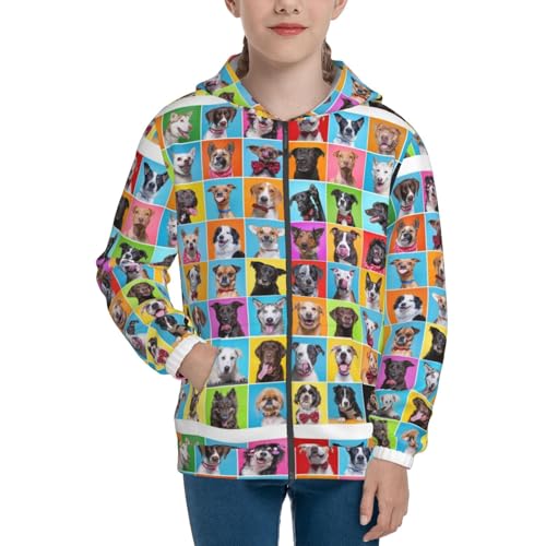 Cute Dogs Collage Kid Hoodies Boys Zip Up Sweatshirts Girls Pullover with Pocket3