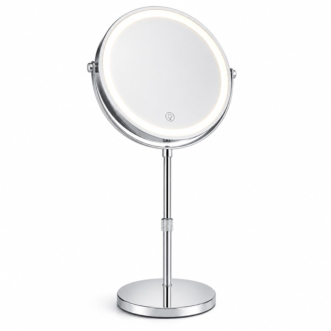 Espejo de Maquillaje Iluminado Ajustable de 9 Pulgadas de Altura con Aumento de 10 aumentos, Espejo de tocador Recargable de 360° de Doble Cara con 3 Modos de Color, Brillo táctil Regulable para baño
