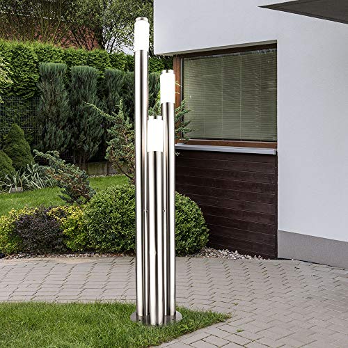 GLOBO LED Steh Leuchte 3-Säulen Edelstahl Stand Lampe Außen Garten Wege Beleuchtung GLOBO LED Steh Leuchte 3-Säulen Edelstahl Stand Lampe Außen Garten Wege Beleuchtung