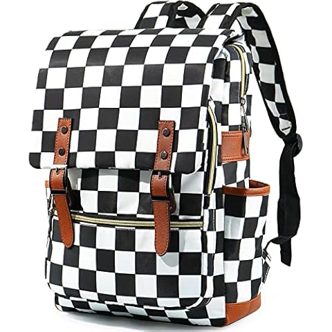 School Bag Backpack for Girls, College Bags 15.6inch Laptop Backpacks Computer Rucksack for Women Ladies (Checkered) Cover