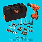 BLACK+DECKER 20V MAX* POWERCONNECT Cordless Drill Kit + 100 pc. Kit (BDC120VA100), Orange - Image 3