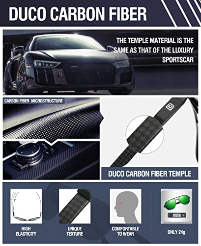 Image of DUCO Aviator Sunglasses for Men Women Carbon Fiber Polarized Sunglasses Men UV Protection for Driving Golf Fishing 3051