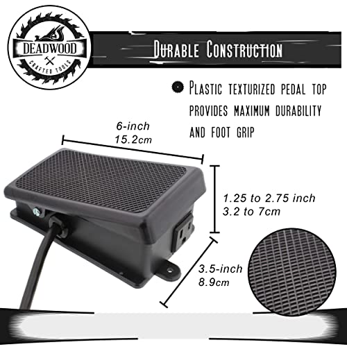 Deadwood Crafted Tools 115V 15A Maintained Foot Switch Extension Cord Outlet Switch - Step Foot Pedal Switch #TOP1