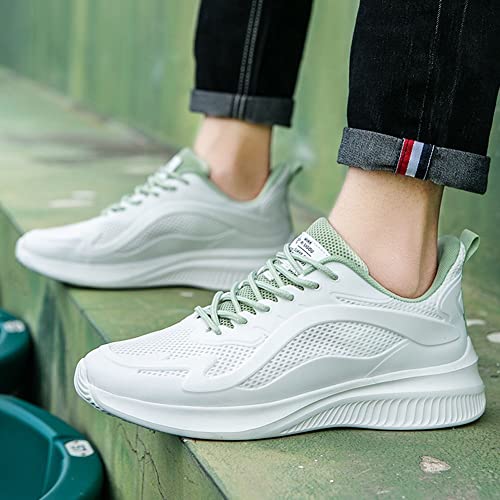 Yyspr Women's Men's Lightweight Athletic Mesh Outdoor Sneakers Road Running Walking Fitness Shoes Size 6/5 White Green #TOP5