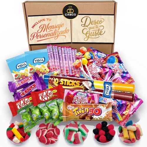 Lote de Presente com +45 Doces e Bombons e 450g de Gomas Sem Glúten – Inclui Kit Kat, Ossinhos, Biscoitos Oreo e Mais – Ideal para Crianças e Não Só com Cartão e Dedicatória Personalizável