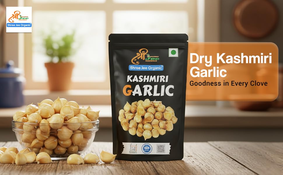Image of Shree Jee Organic Dry Kashmiri Garlic (250 grams) Premium Single Clove Garlic from the Himalayas, A Taste of Tradition Lehsun